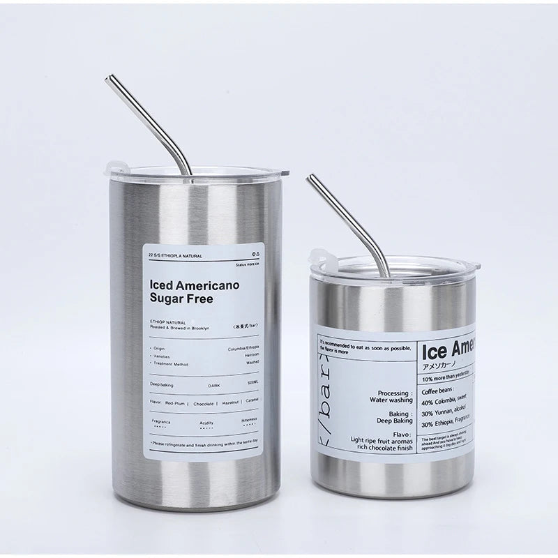 320/600ml Mug Coffee Cup With Lid Espresso Cups Aesthetic Cold Stainless Steel Pretty Coffeeware Drinkware Drink Items Straw Bar