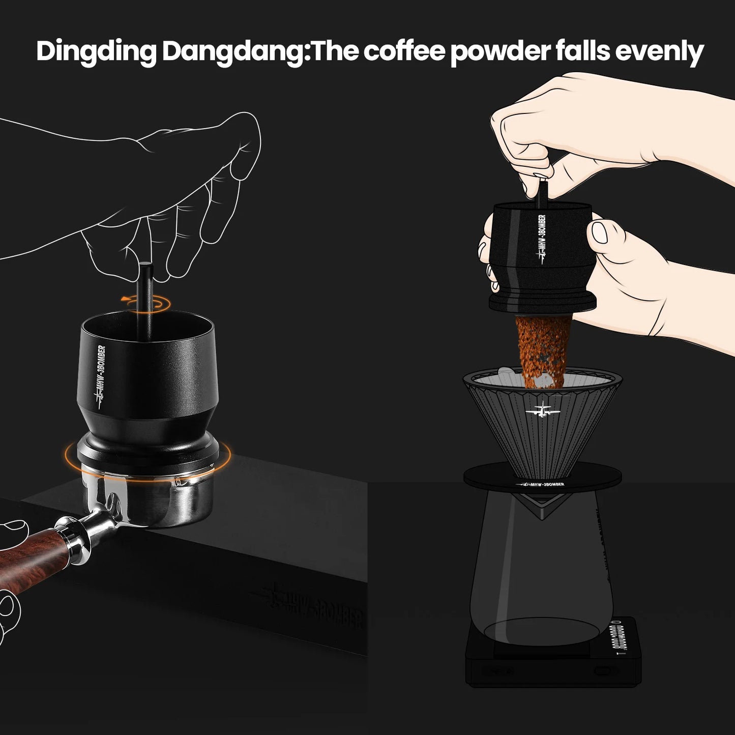 MHW-3BOMBER Coffee Dosing Funnel Aluminum Alloy Blind Shaker Fit 51-54/58mm Portafilters Espresso Dosing Cup Home Barista Tools