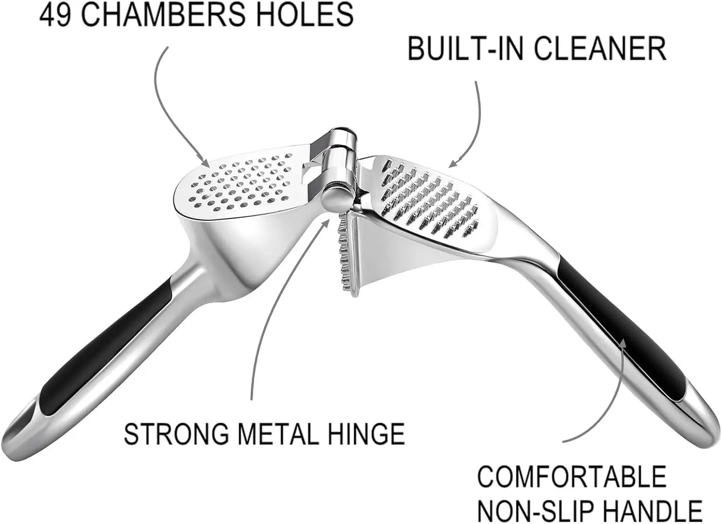 1pcs Garlic Press Easy to Squeeze and Clean with Soft Easy Squeeze Ergonomic Handle Zinc Alloy Garlic Mincer & Crusher