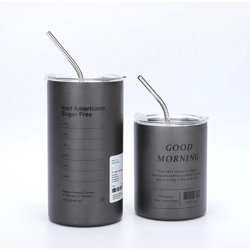 320/600ml Mug Coffee Cup With Lid Espresso Cups Aesthetic Cold Stainless Steel Pretty Coffeeware Drinkware Drink Items Straw Bar