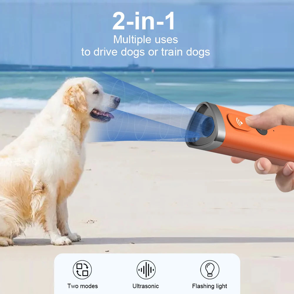 Dog Repeller with Ultrasonic & Flashlight High Power Handheld Dog Repellents Bark Deterrent Device Dog Training Electric Shocker