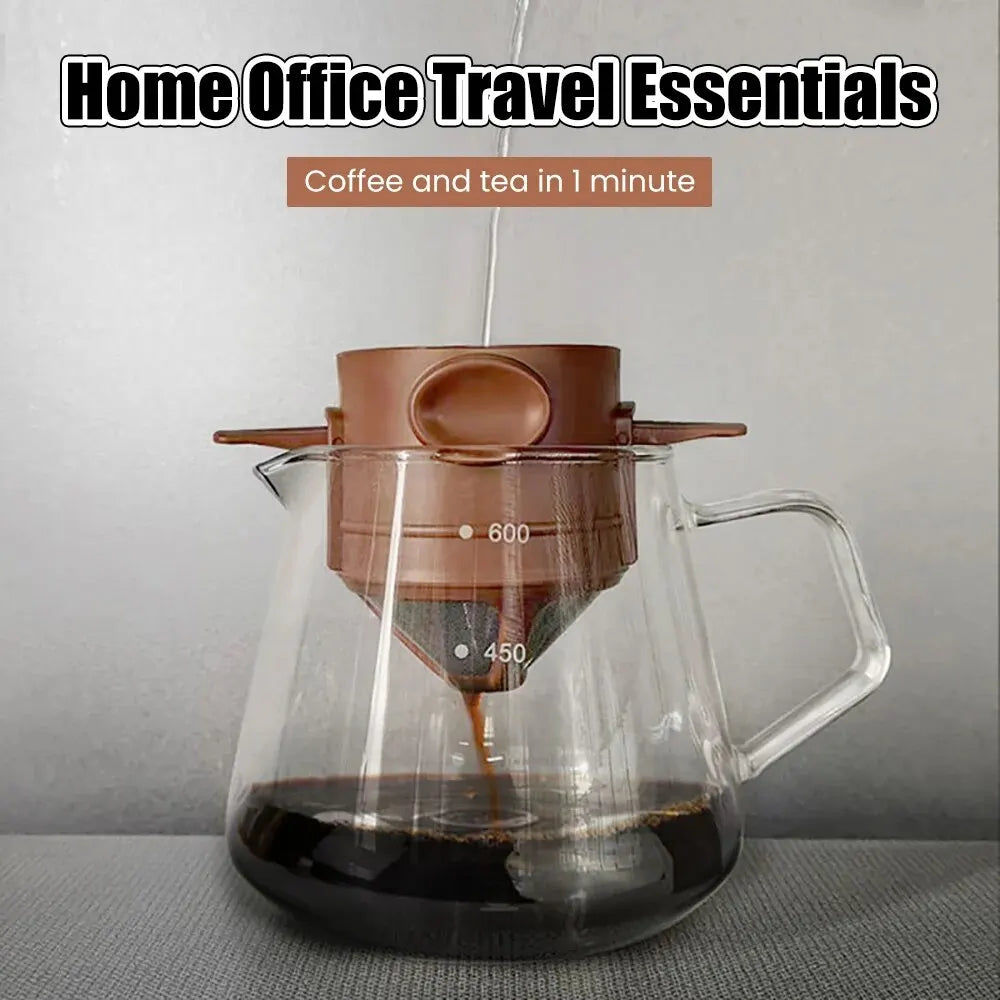 Home Little Angel Portable Coffee Filter Cup Foldable Hand Flushable Double 304 Stainless Steel Coffee Filter